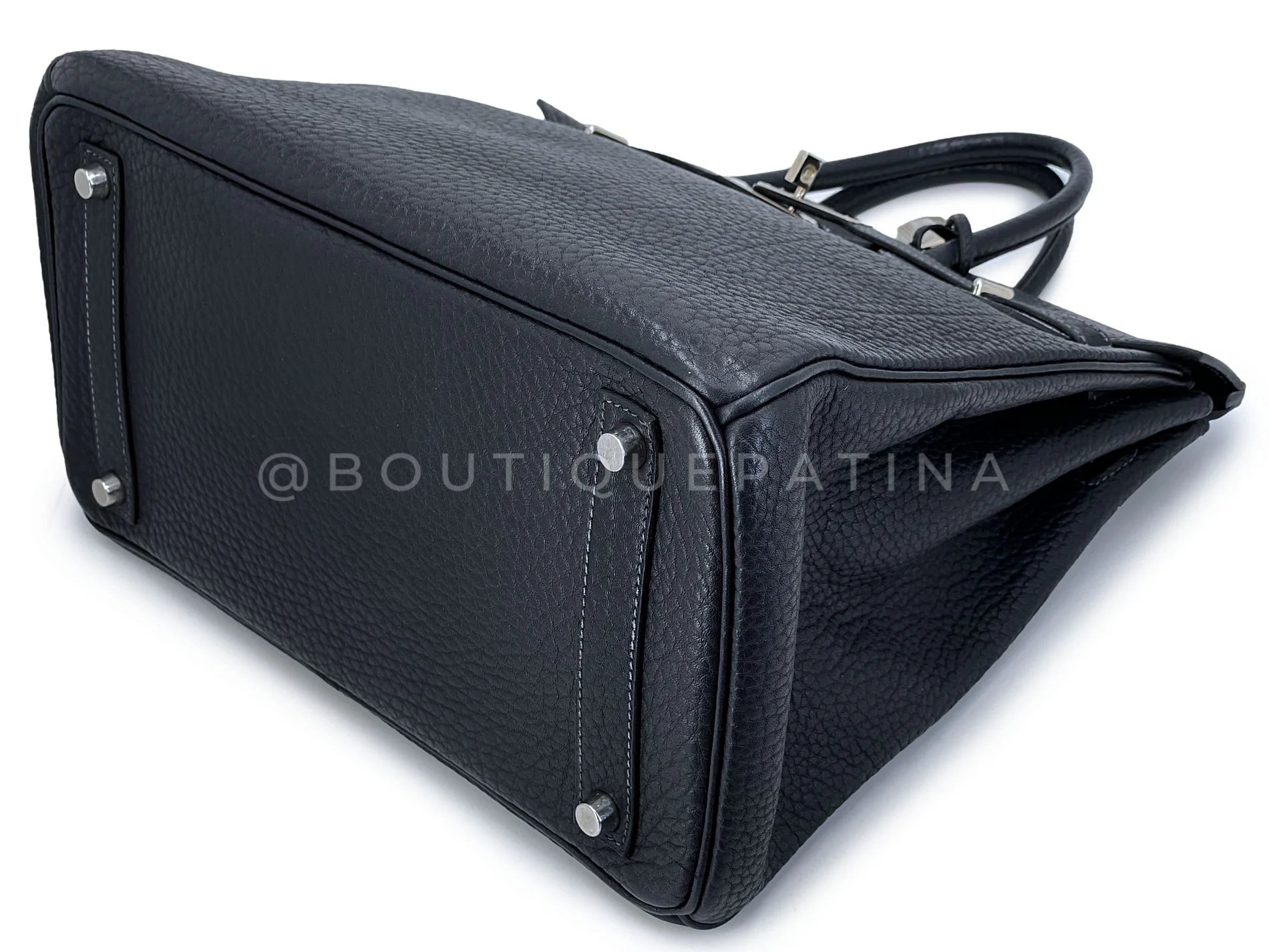 Hermès Fjord HAC Birkin 32 Blue-Black Nuit PHW Bag Q43 - Image 7