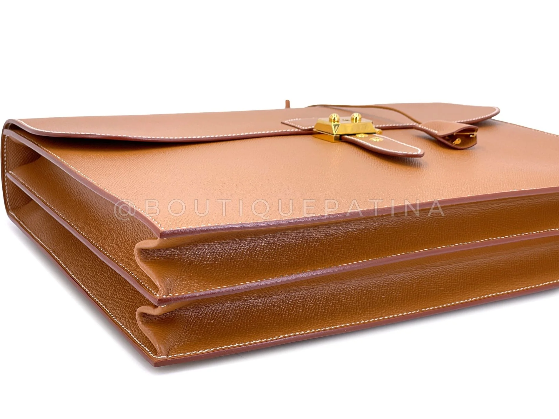 Hermès Gold Caramel Tan Sac a Depeche Briefcase Bag 39 24k GHW LPF - Image 7