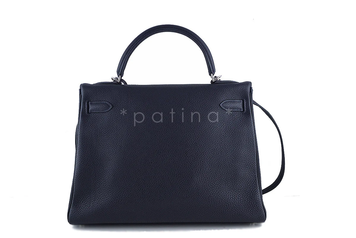Hermes Indigo-Black 32cm Togo Kelly Retourne Bag - Image 4