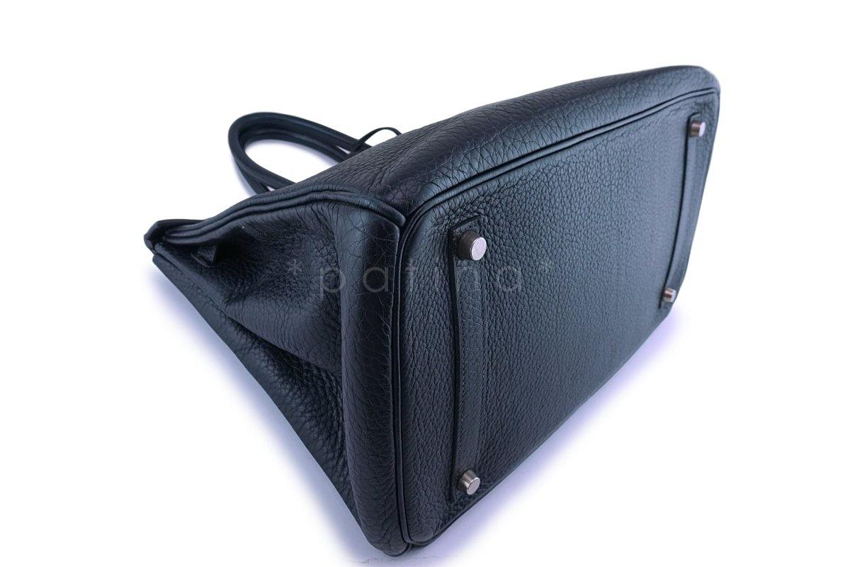 Hermes Indigo Clemence Blue-Black 35cm Birkin Bag PHW - Image 6