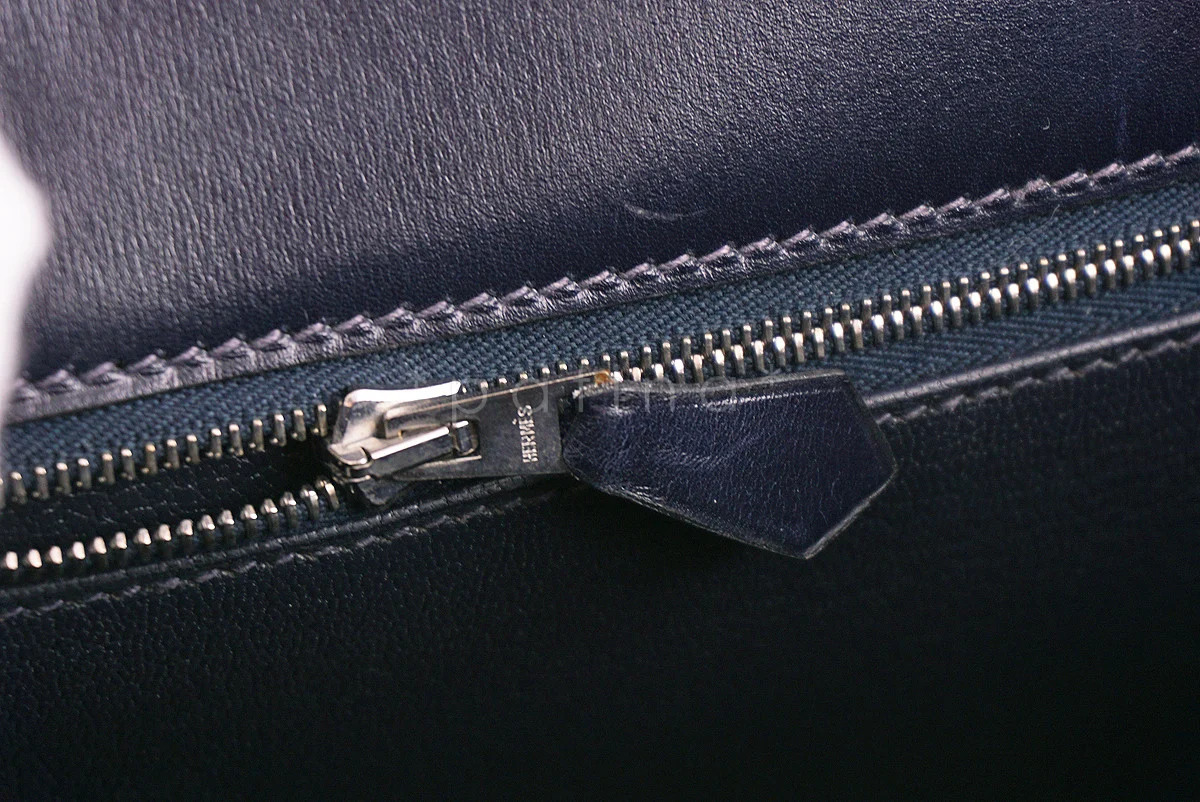 Hermes Indigo (Dark Navy) 28cm Box calf Kelly Sellier Bag - Image 11