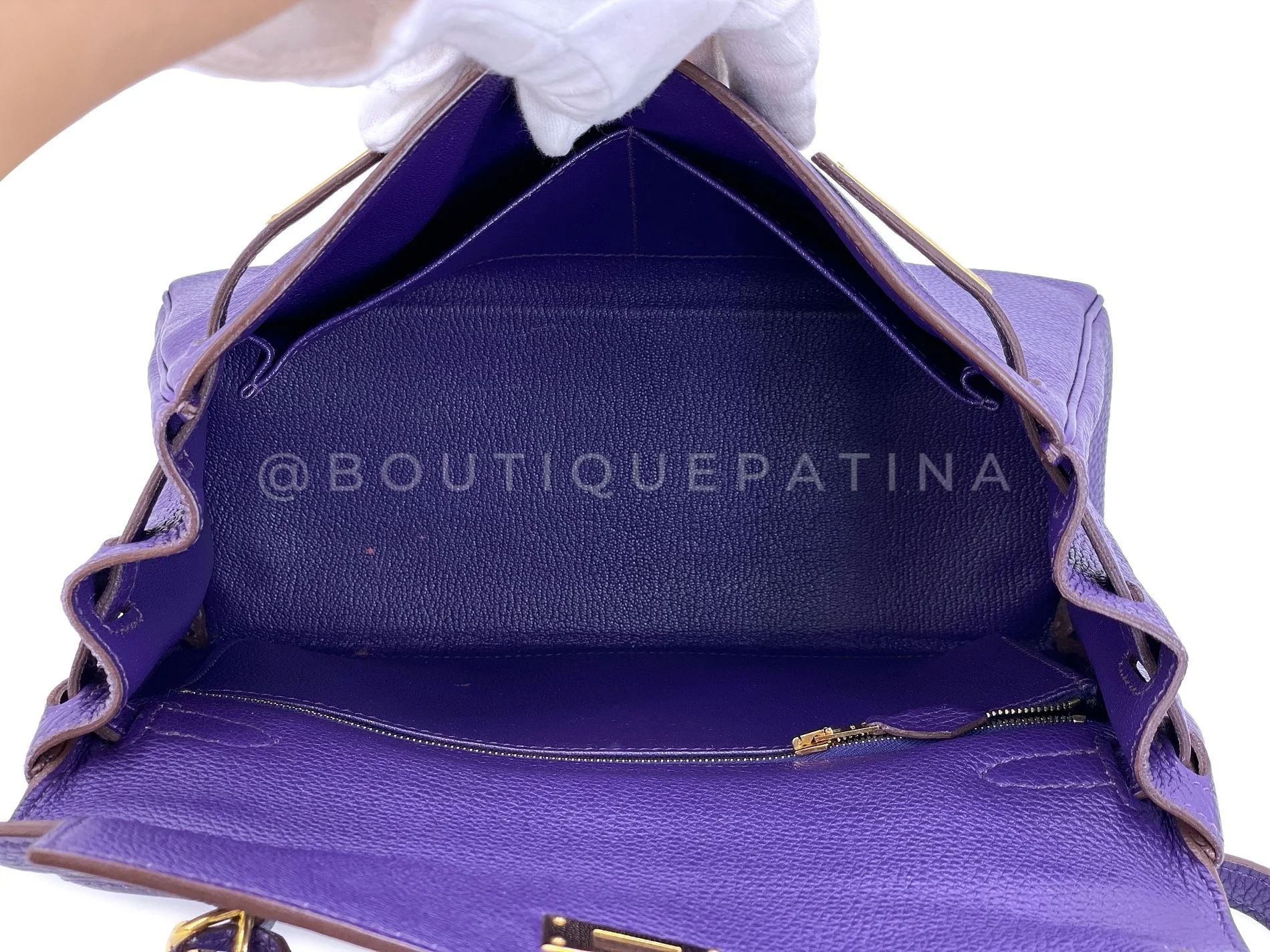 Hermès Kelly 28cm Iris Togo Purple 24k GHW Bag QH5 - Image 15