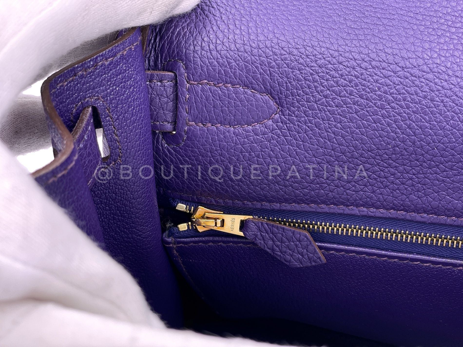 Hermès Kelly 28cm Iris Togo Purple 24k GHW Bag QH5 - Image 16
