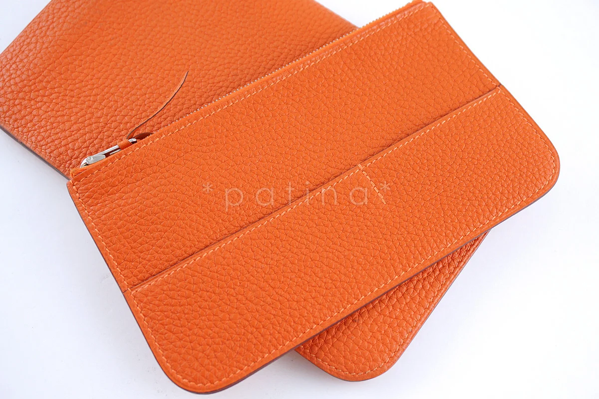 Hermes Large Orange Togo Dogon GM Wallet w/ Coin Purse Bag 9PD - Image 13