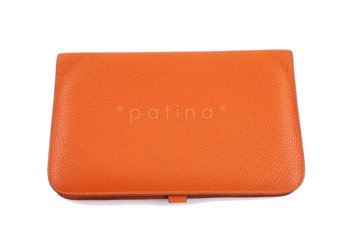 Hermes Large Orange Togo Dogon GM Wallet w/ Coin Purse Bag 9PD - Image 2