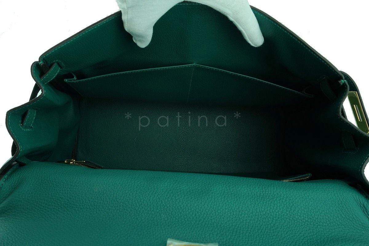 Hermes Malachite Green 35cm Kelly Togo Retourne Bag GHW - Image 16