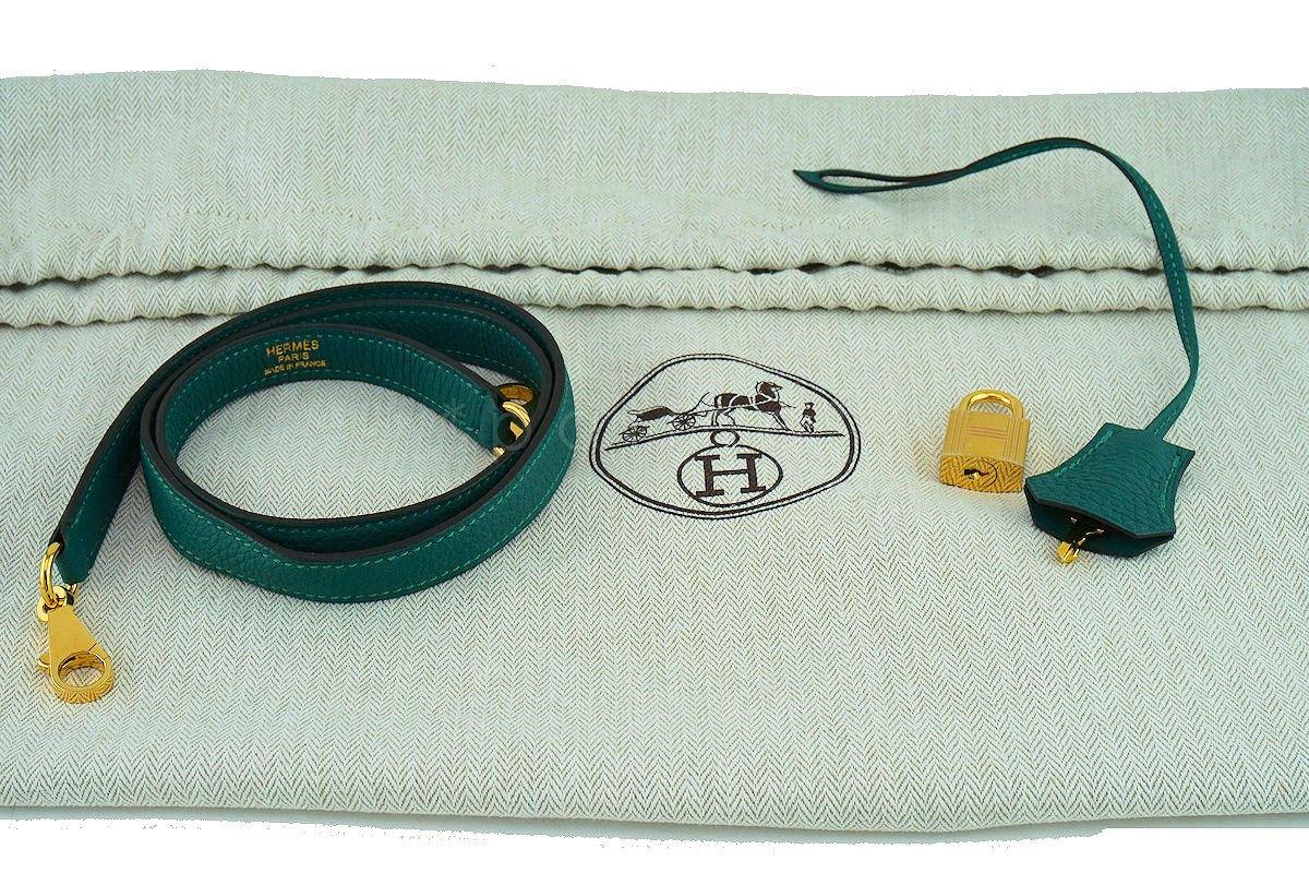 Hermes Malachite Green 35cm Kelly Togo Retourne Bag GHW - Image 23