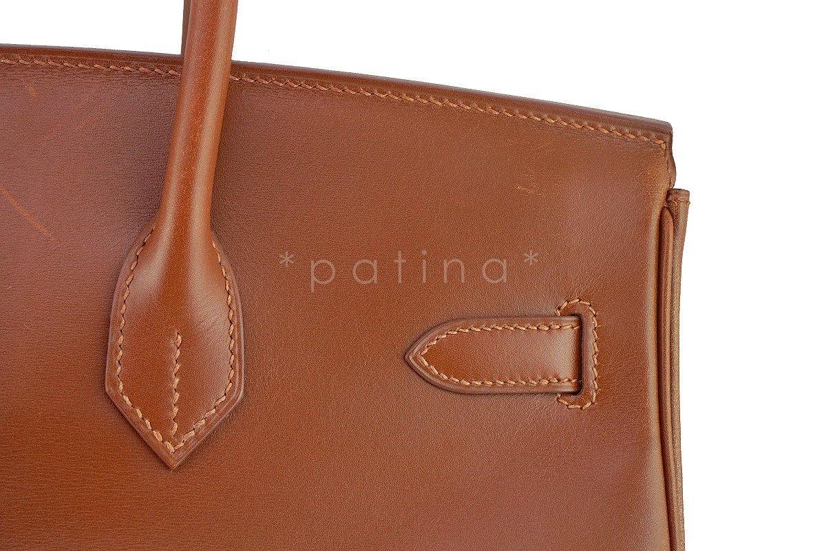 Hermes Noisette Box Calf 35cm Birkin Bag Gold HW 48L - Image 11