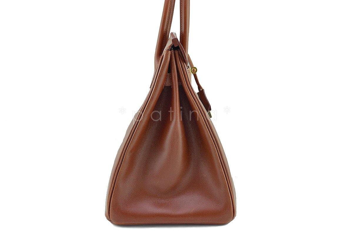 Hermes Noisette Box Calf 35cm Birkin Bag Gold HW 48L - Image 3
