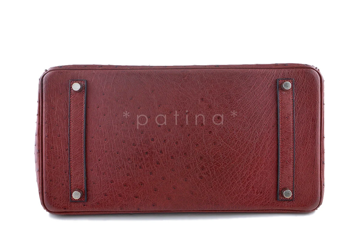 Hermes Ostrich Rouge H Red 35cm Birkin Bag PHW BRL - Image 5