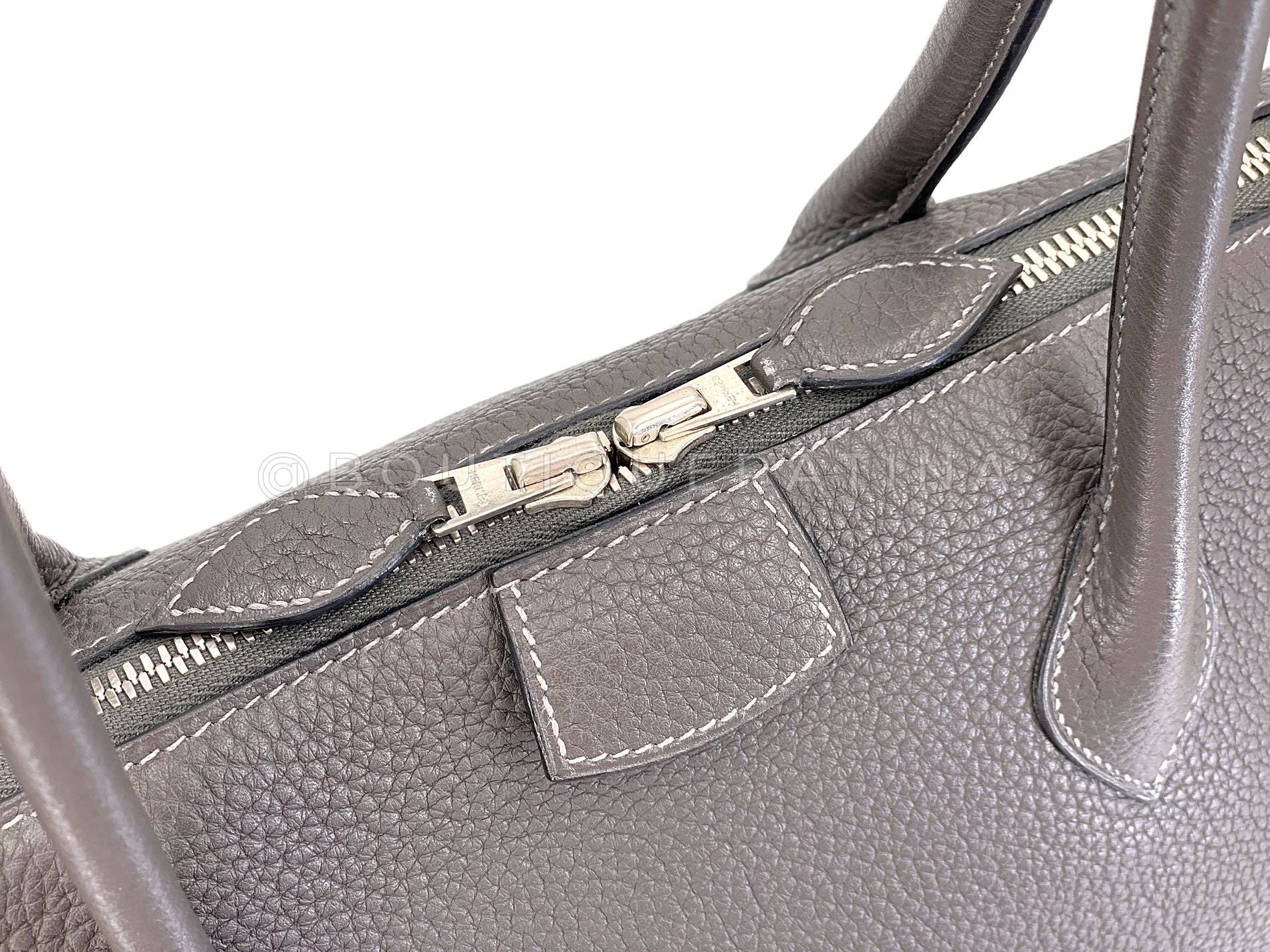 Hermès Paris Bombay Etoupe Clemence Taupe 37 Tote Bag PHW CQW - Image 8
