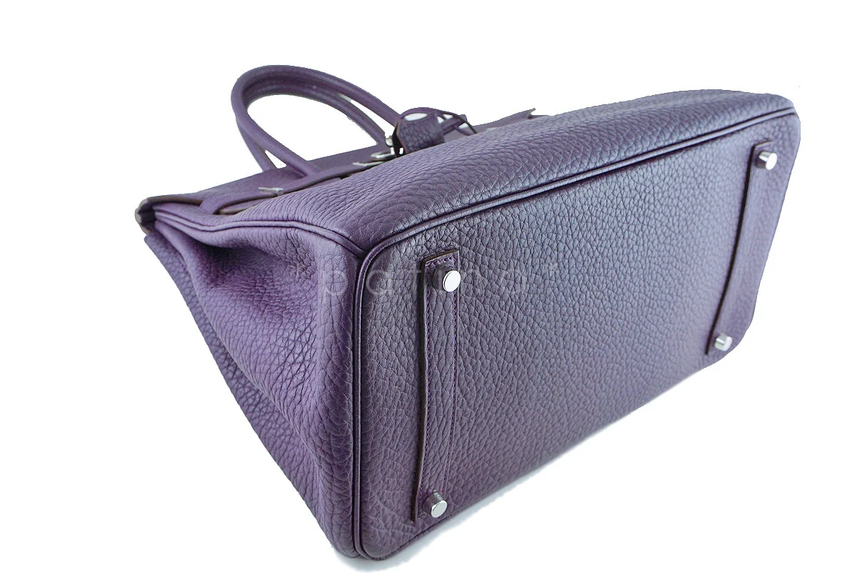 Hermes Purple 35cm Birkin Bag, Fjord Ultraviolet PHW "P" stamp - Image 6