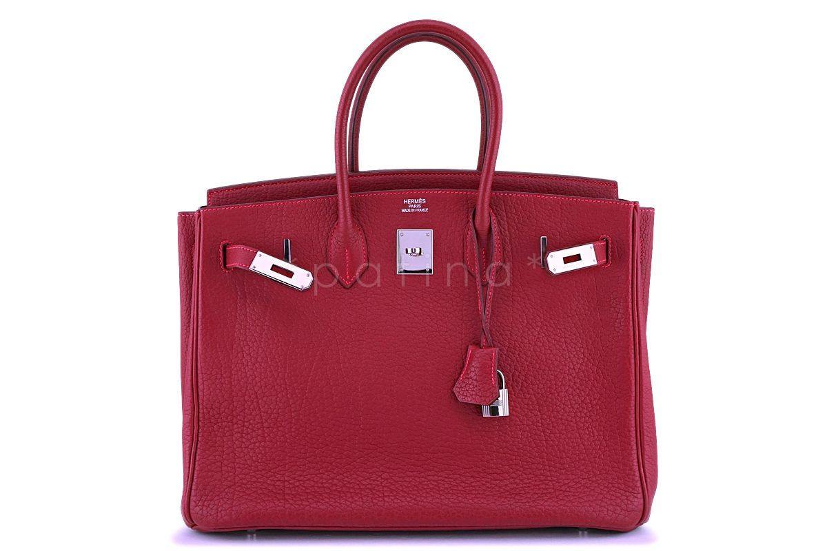 Hermes Red Fjord 35cm Birkin Tote Bag Rouge Garance PHW - Image 11