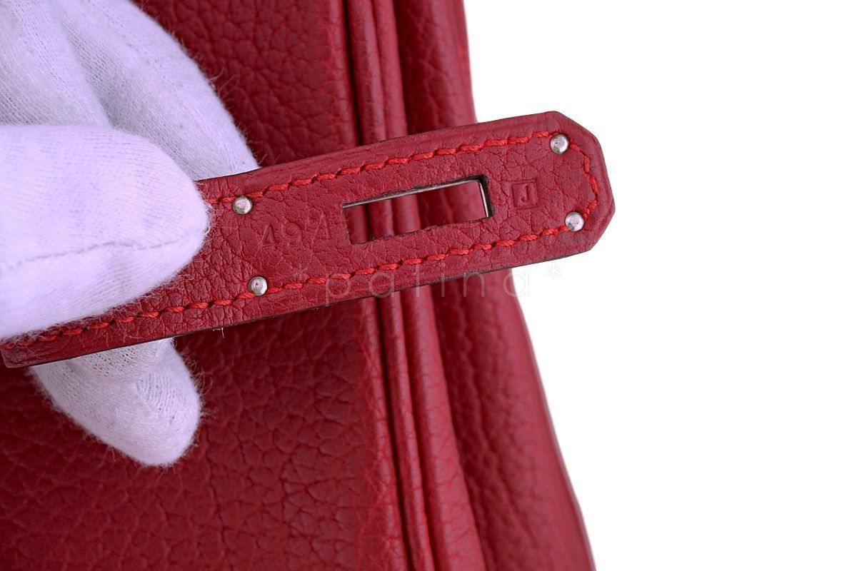 Hermes Red Fjord 35cm Birkin Tote Bag Rouge Garance PHW - Image 14
