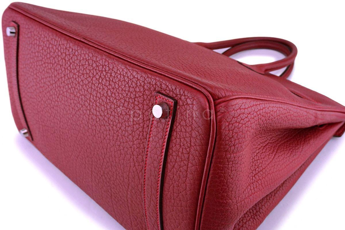 Hermes Red Fjord 35cm Birkin Tote Bag Rouge Garance PHW - Image 9