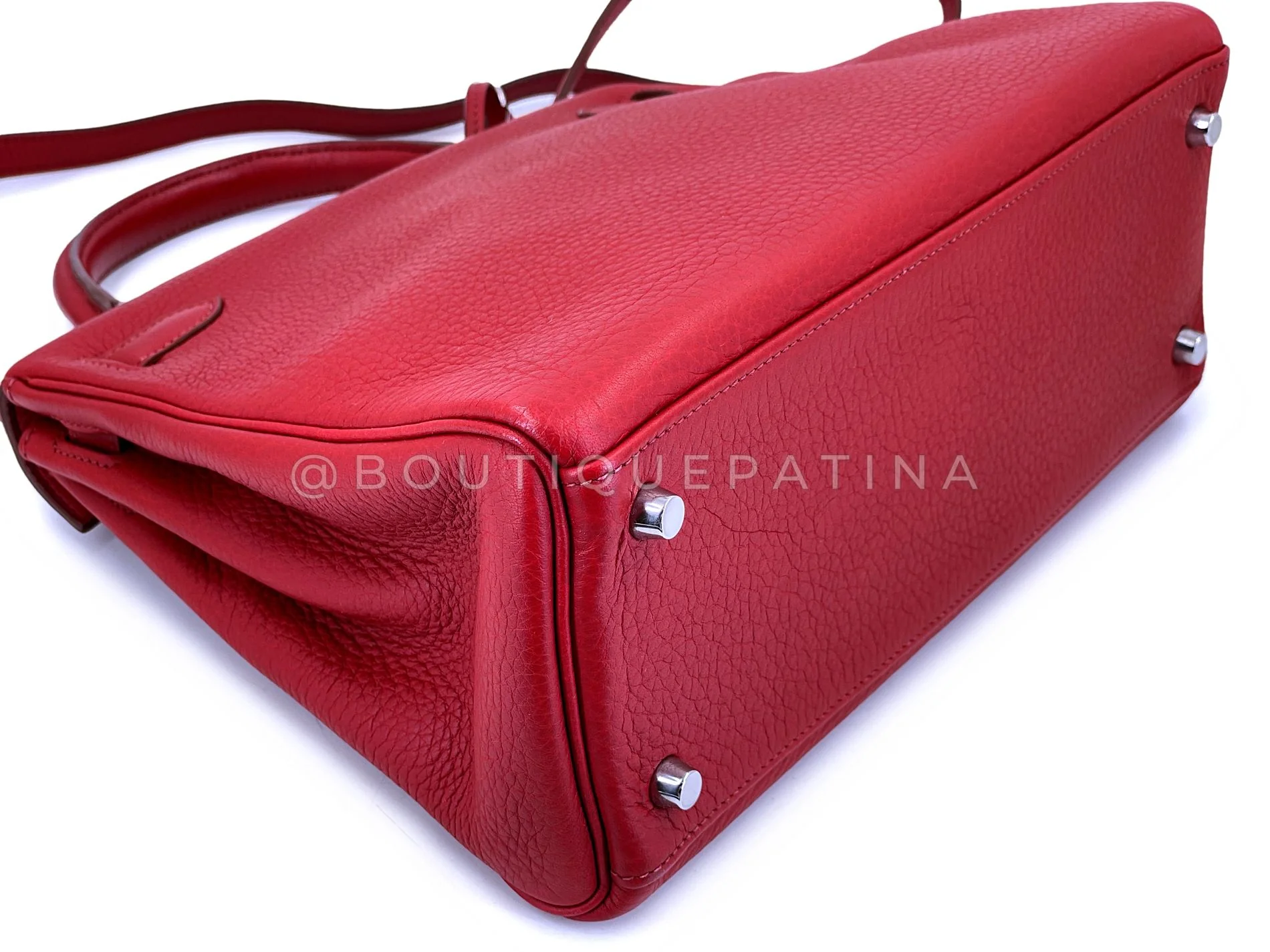 Hermes Red Rouge Garance 28cm Kelly Bag Clemence PHW 296 - Image 10