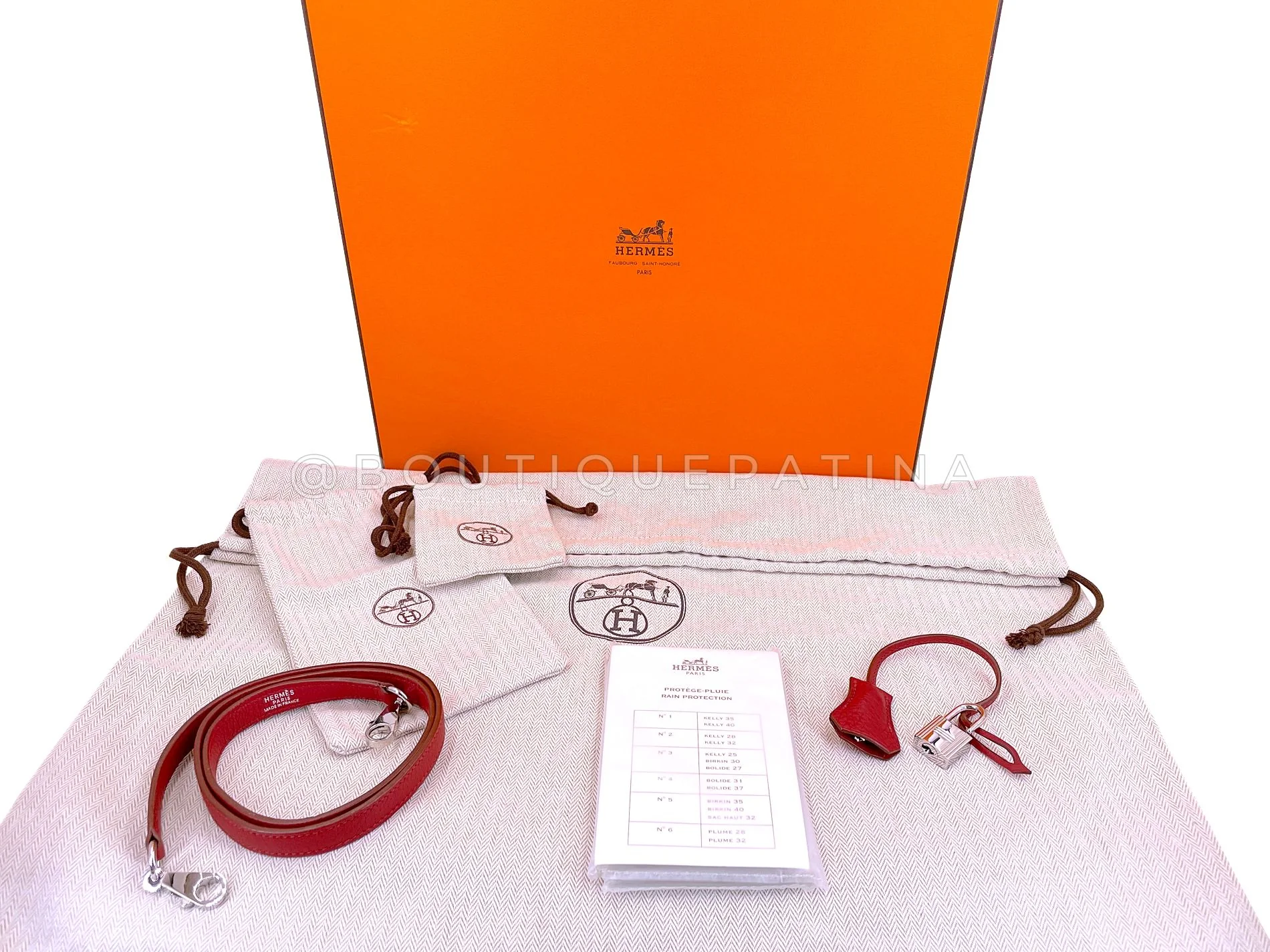 Hermes Red Rouge Garance 28cm Kelly Bag Clemence PHW 296 - Image 26