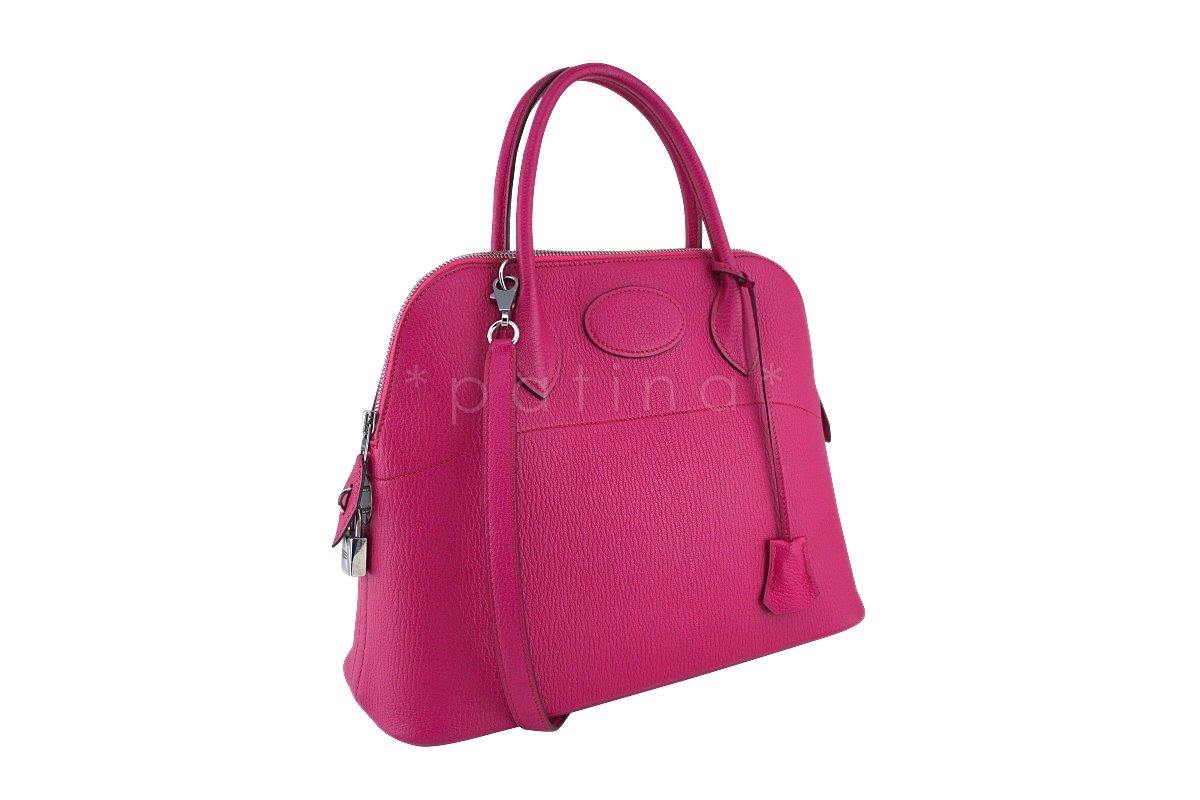 Hermes Rose Shocking Chevre Pink 31cm Bolide Tote Bag - Image 2