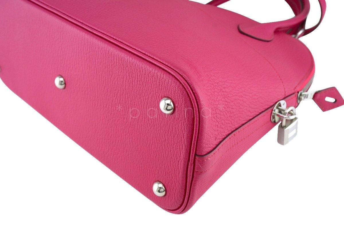 Hermes Rose Shocking Chevre Pink 31cm Bolide Tote Bag - Image 9