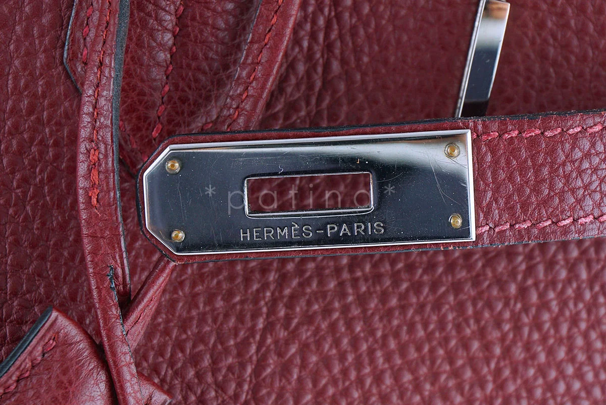 Hermes Red Rouge H 35cm Birkin Bag, Clemence PHW - Image 15