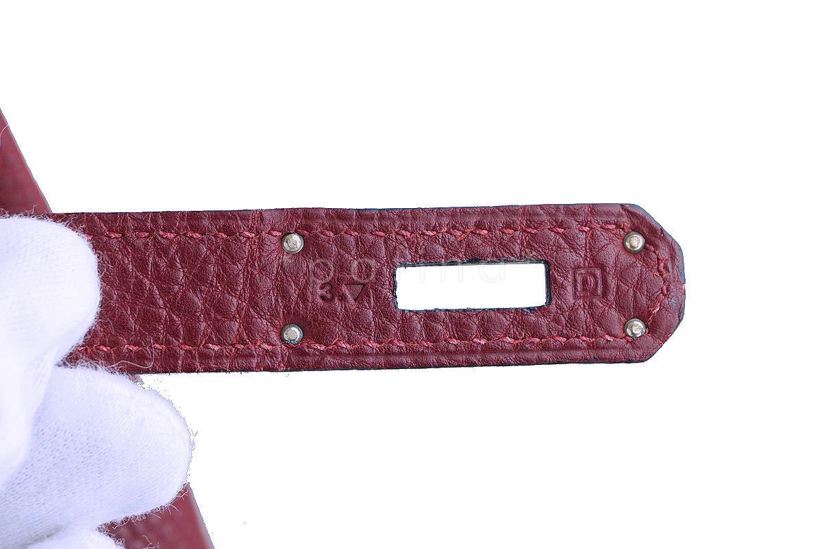 Hermes Red Rouge H 35cm Birkin Bag, Clemence PHW - Image 16