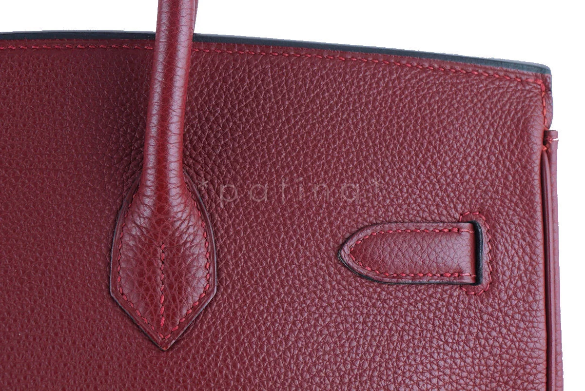 Hermes Red Rouge H 35cm Birkin Bag, Clemence PHW - Image 6