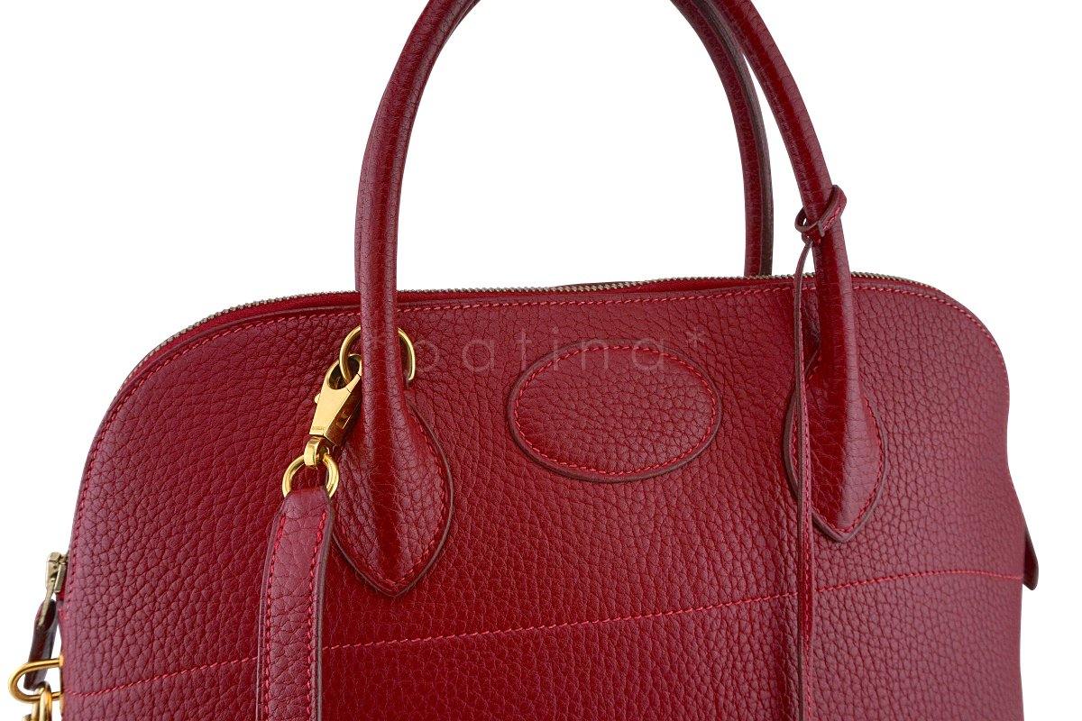 Hermes Rouge H Fjord Red 35/37cm Bolide Shoulder Tote Bag - Image 10
