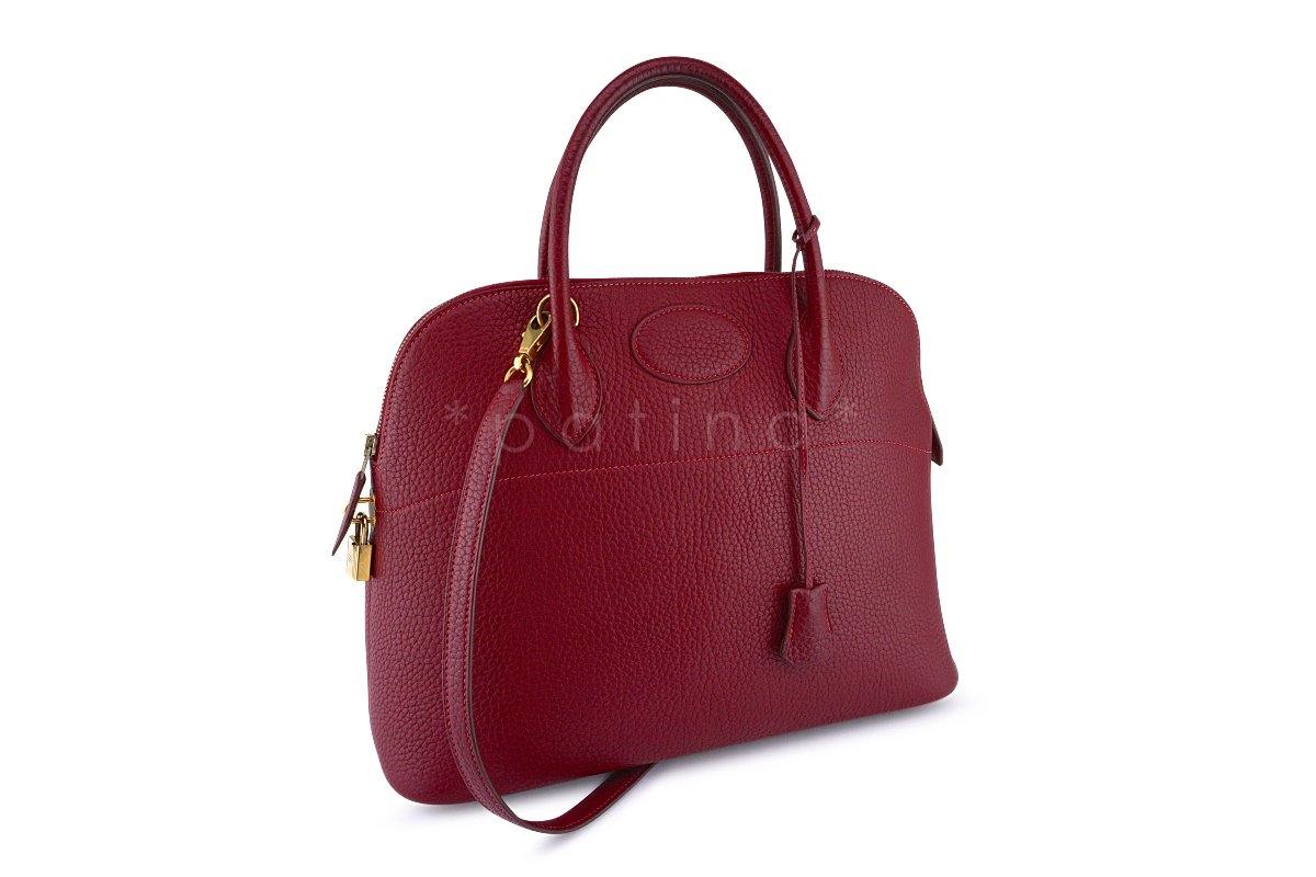 Hermes Rouge H Fjord Red 35/37cm Bolide Shoulder Tote Bag - Image 2