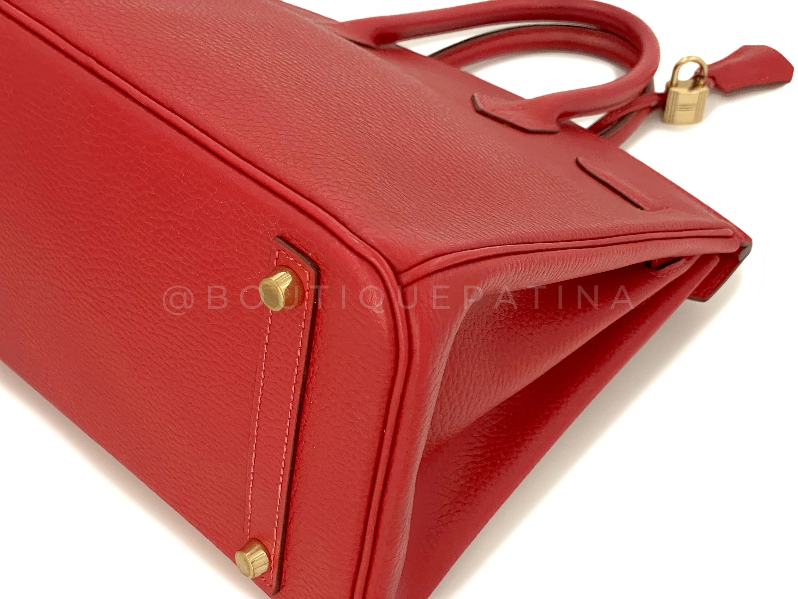 Hermes Rouge Vermillion Ardennes 30cm Birkin Bag GHW Red - Image 10
