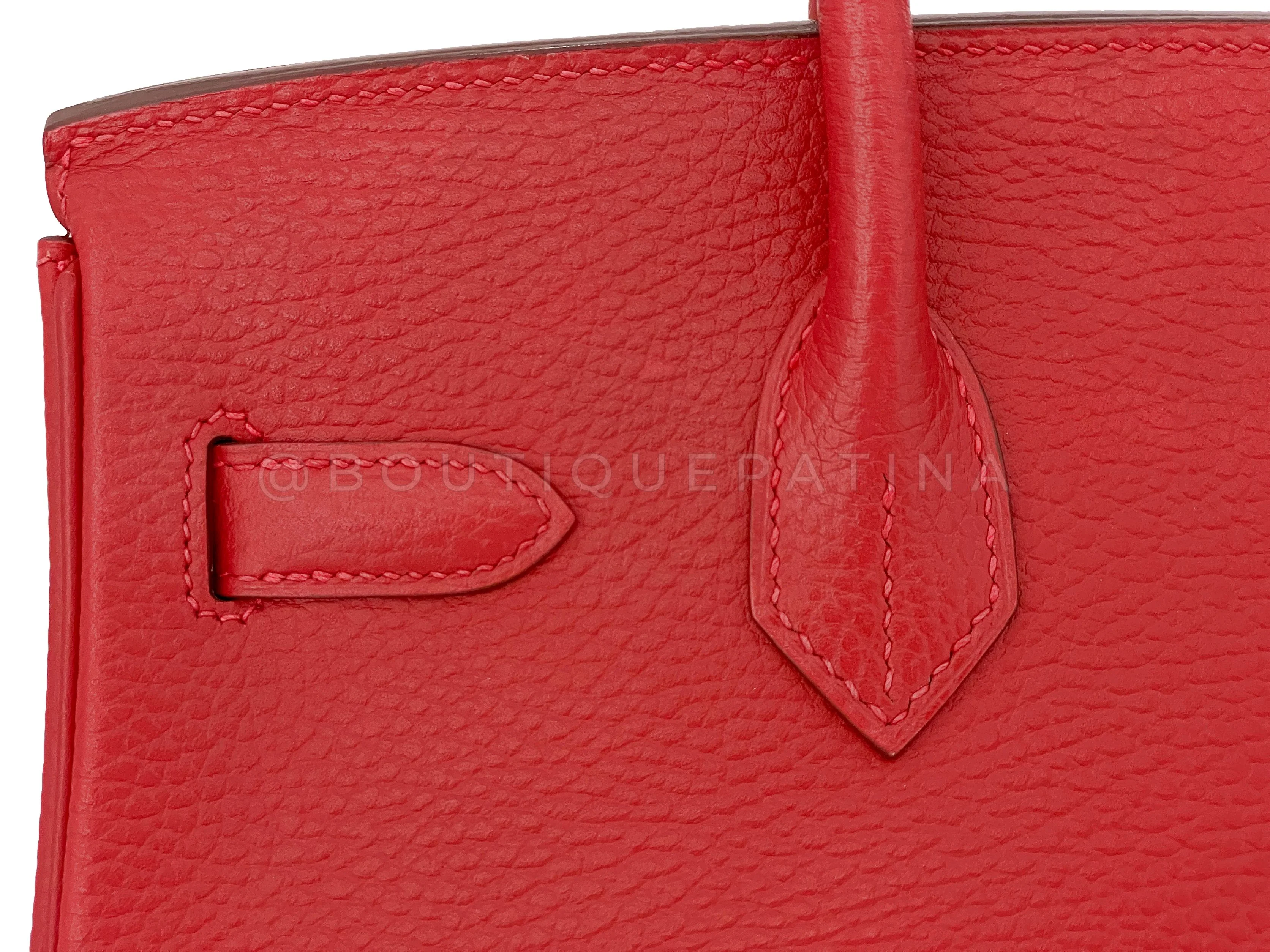 Hermes Rouge Vermillion Ardennes 30cm Birkin Bag GHW Red - Image 11