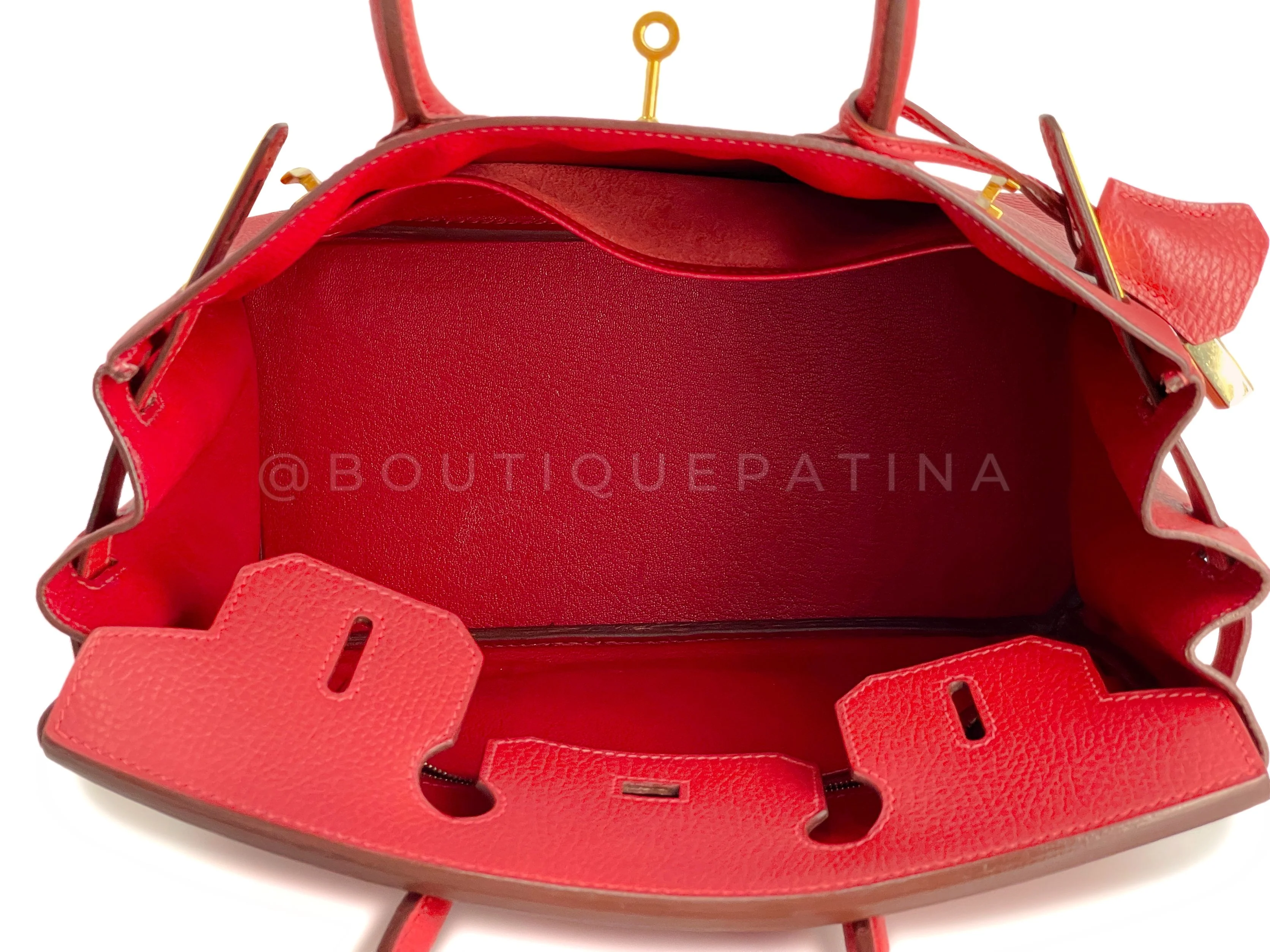 Hermes Rouge Vermillion Ardennes 30cm Birkin Bag GHW Red - Image 16
