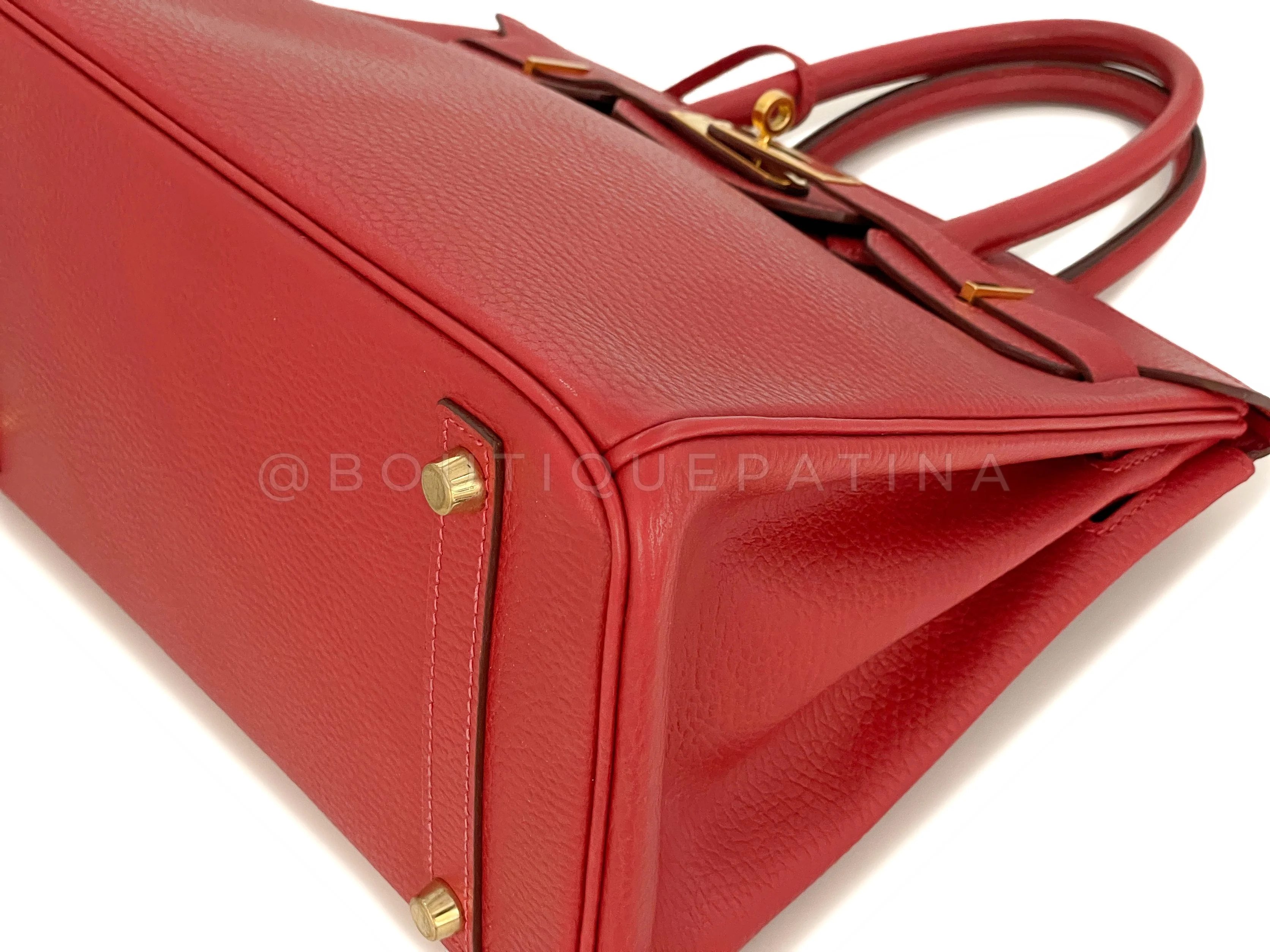 Hermes Rouge Vermillion Ardennes 30cm Birkin Bag GHW Red - Image 8