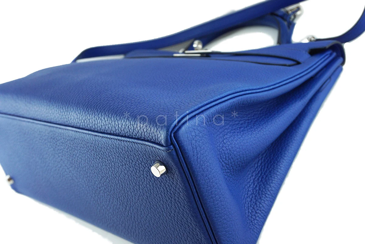 Hermes Sapphire Fjord Kelly, 35cm Blue Sapphir PHW Bag B82 - Image 9