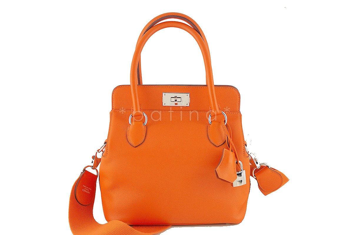 Hermes Toolbox, 20cm Orange Swift Shoulder Bag - Image 2
