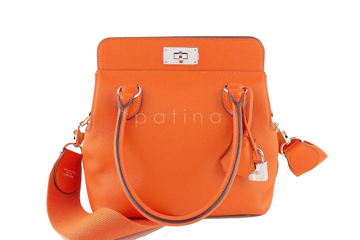 Hermes Toolbox, 20cm Orange Swift Shoulder Bag - Image 3