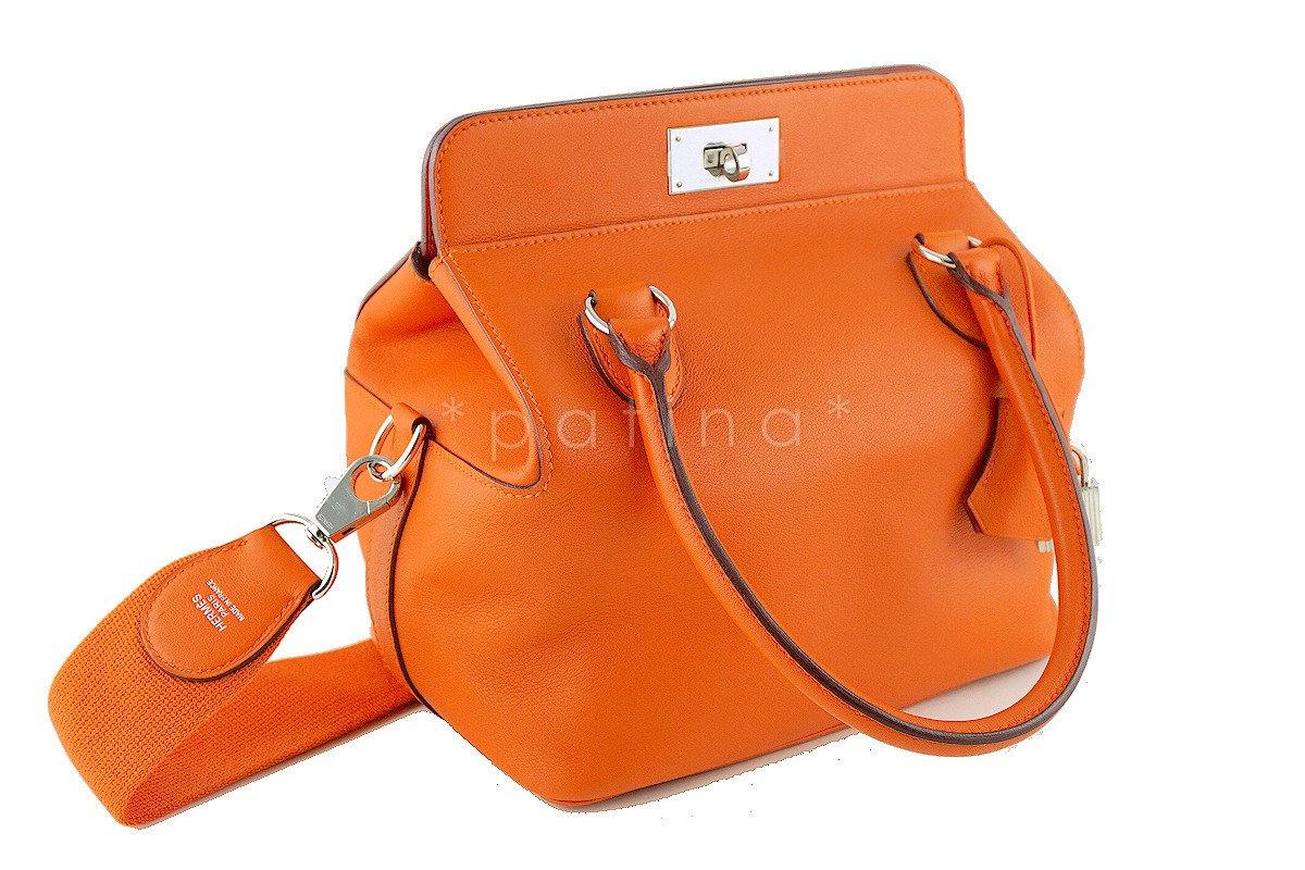 Hermes Toolbox, 20cm Orange Swift Shoulder Bag - Image 4