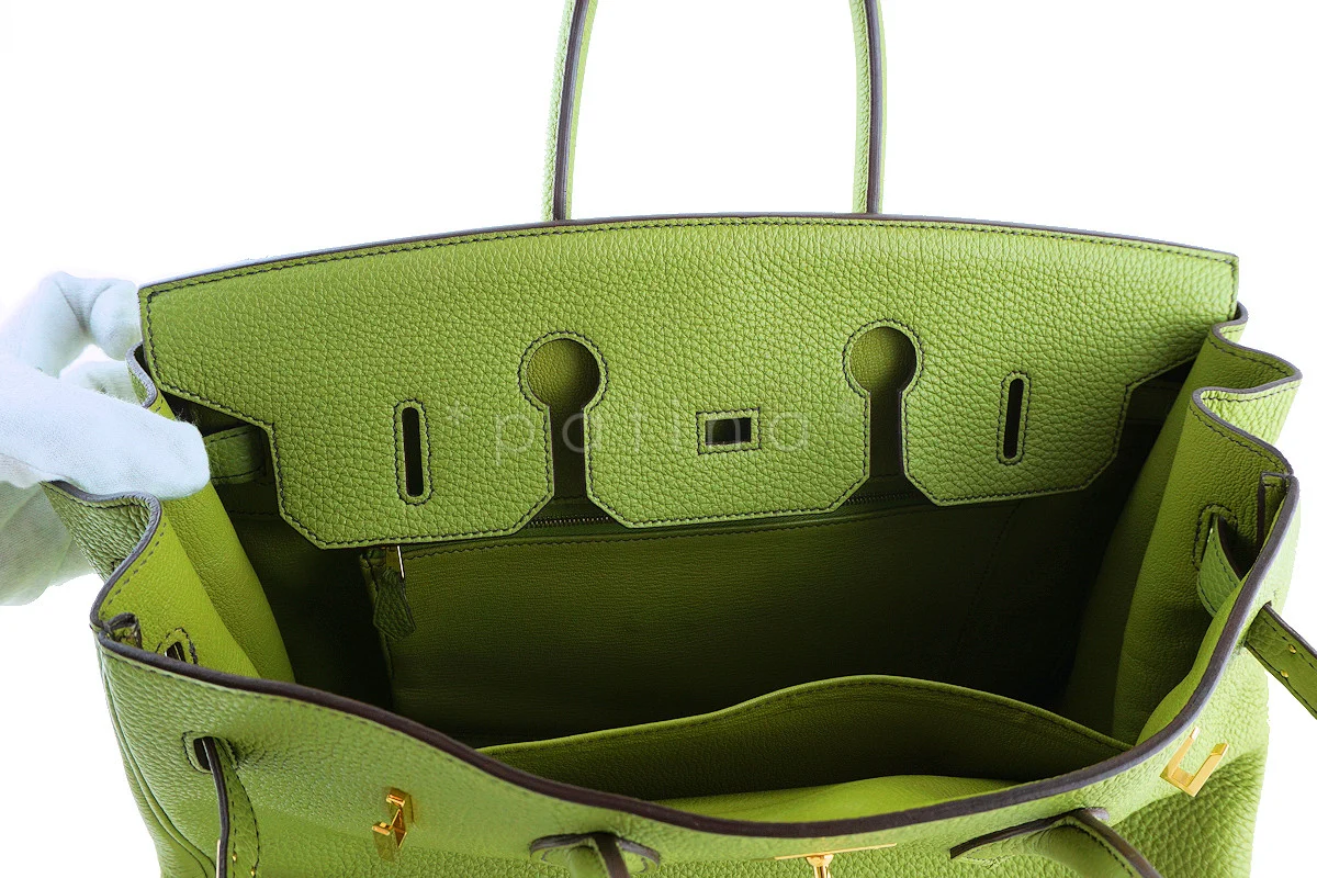Hermes Birkin Bag, 35cm Vert Anis Apple Green Togo Tote, GOLD HW - Image 18