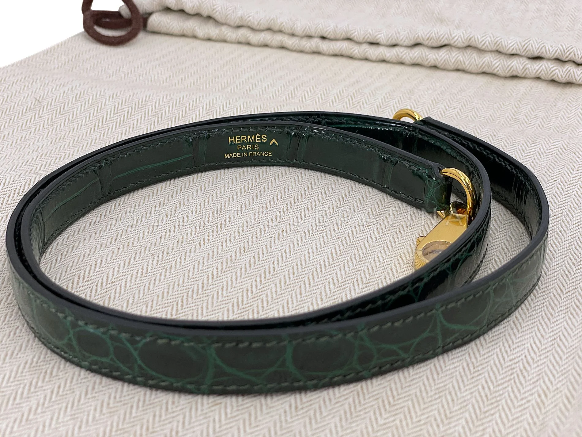 Hermès Vert Cypress Shiny Porosus Crocodile Kelly Bag Sellier 35cm 24k GHW Dark Green XYJ - Image 23