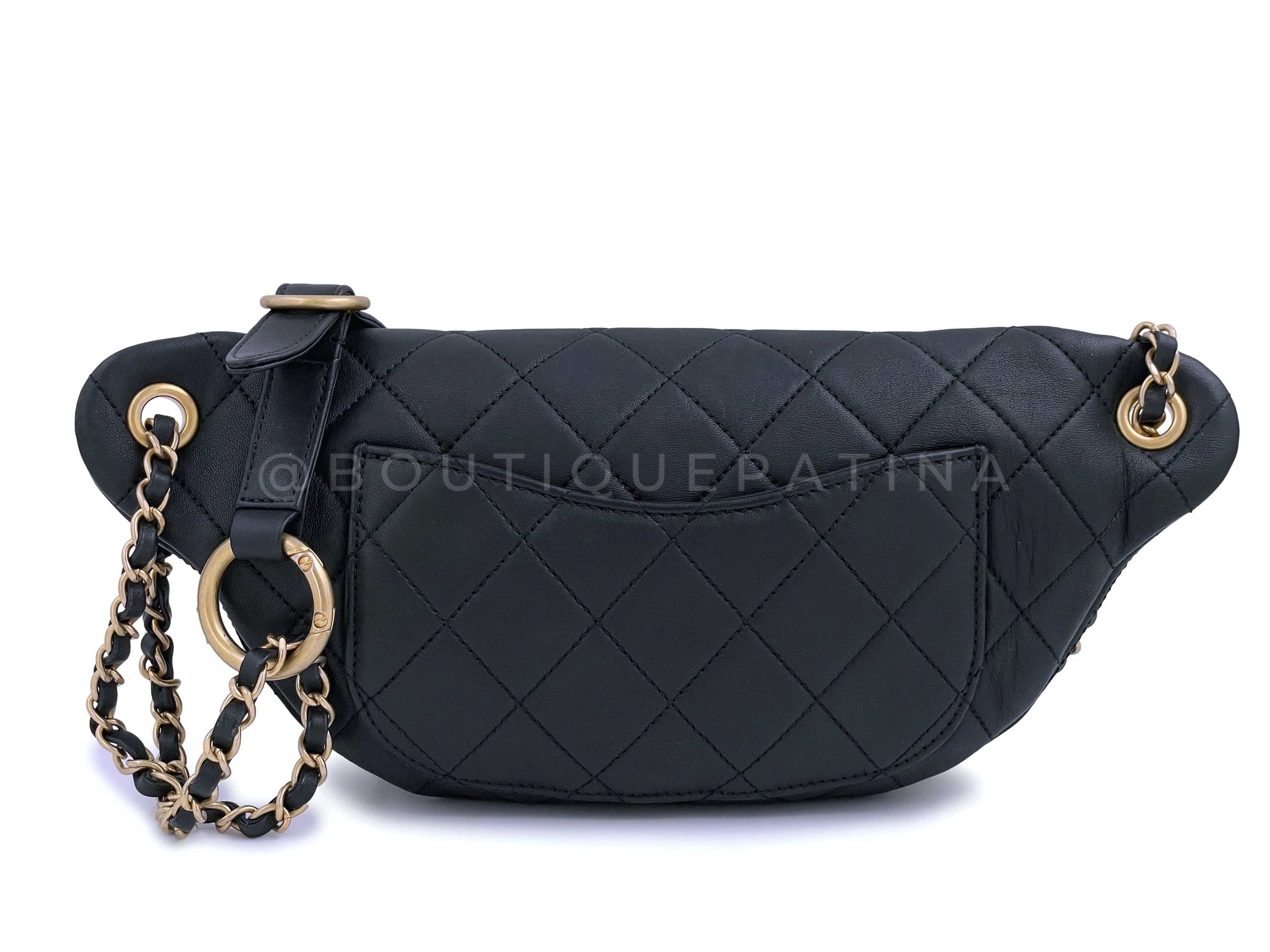 Limited 19A Chanel All About Chains XL Fanny Pack Waist Bag Gold Pearl - Image 4
