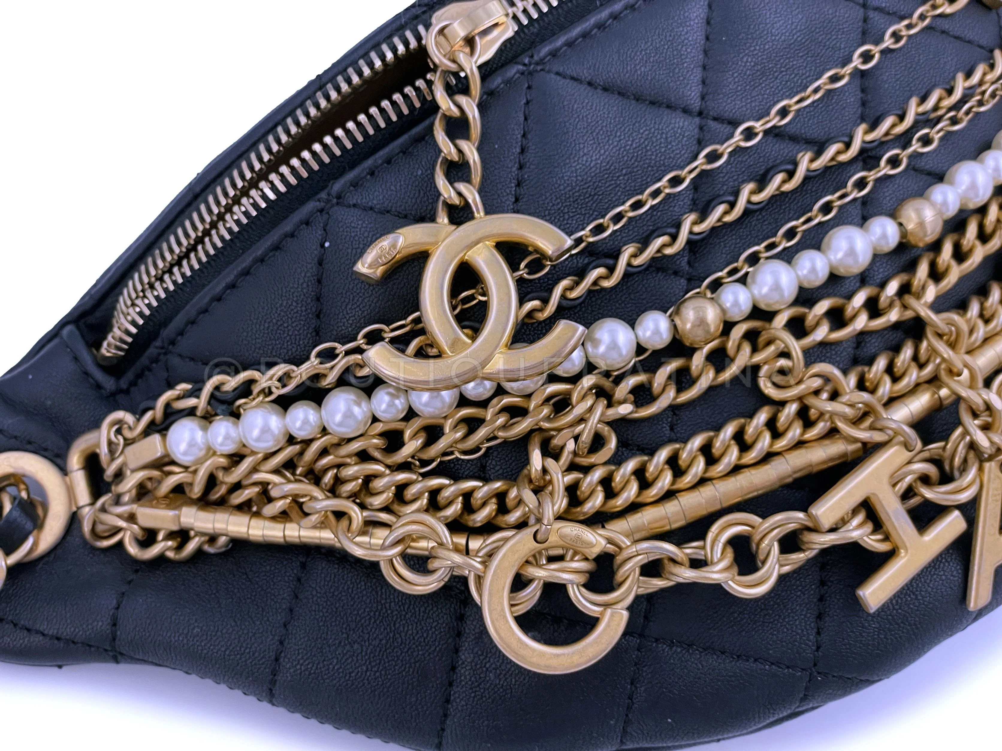 Limited 19A Chanel All About Chains XL Fanny Pack Waist Bag Gold Pearl - Image 7