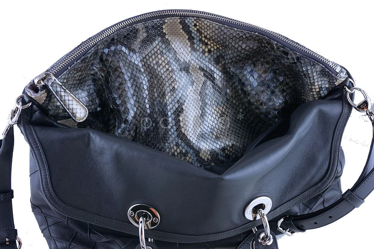 Limited Christian Dior Large Granville Python Gris Fonce Gray Messenger Tote Bag - Image 4