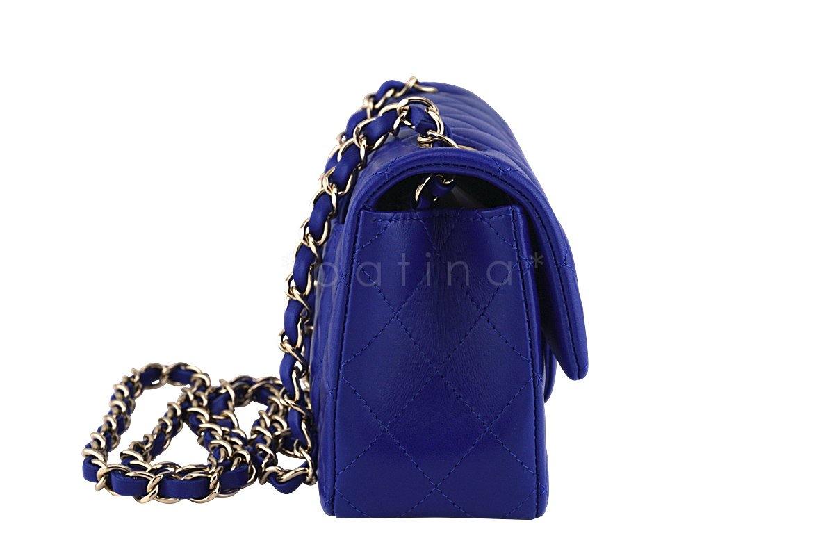 New 17B Chanel Blue Electric Classic Quilted Mini 2.55 Flap Bag GHW - Image 4