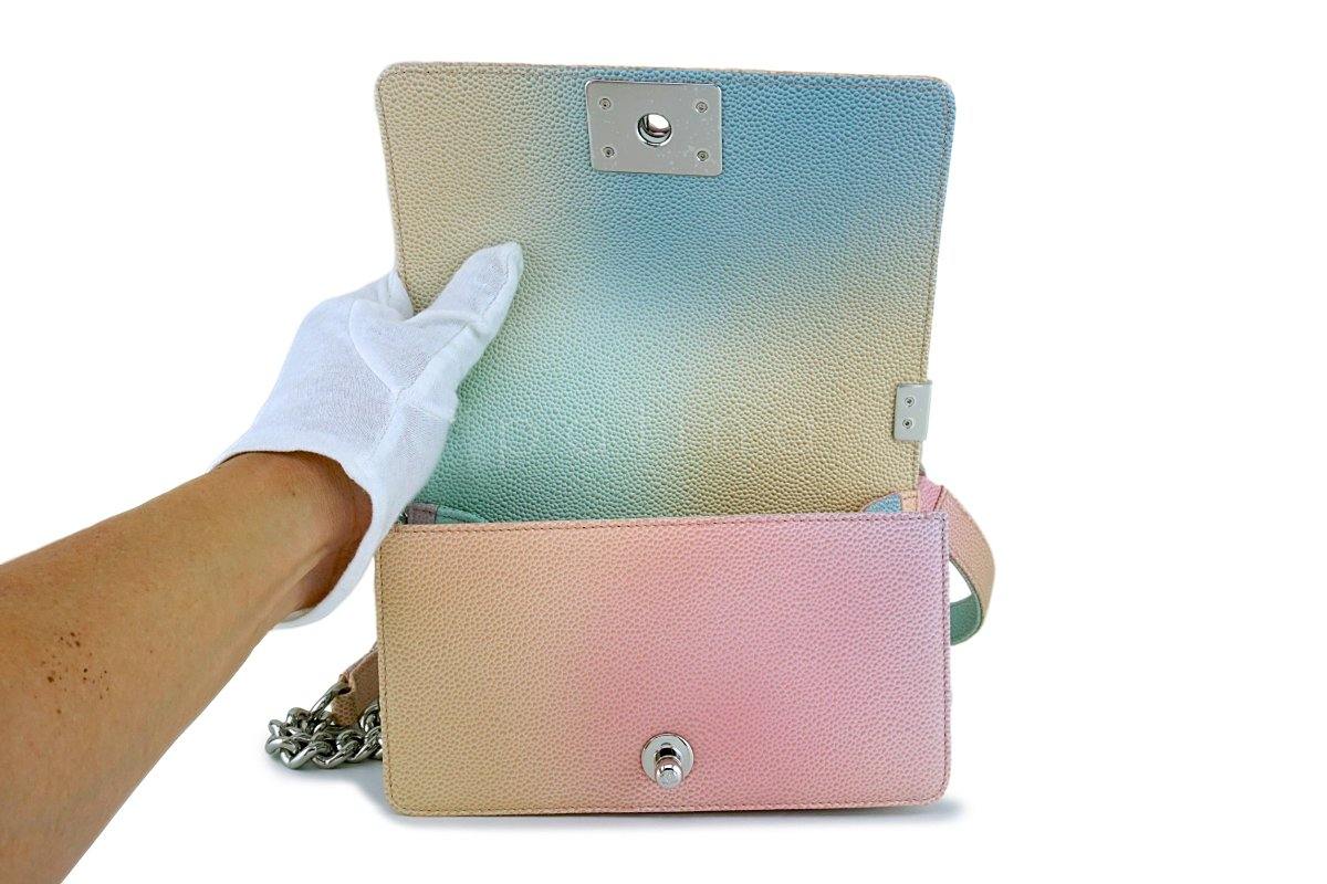 New 18P Chanel Caviar Pastel Rainbow Classic Boy Flap Bag - Image 8