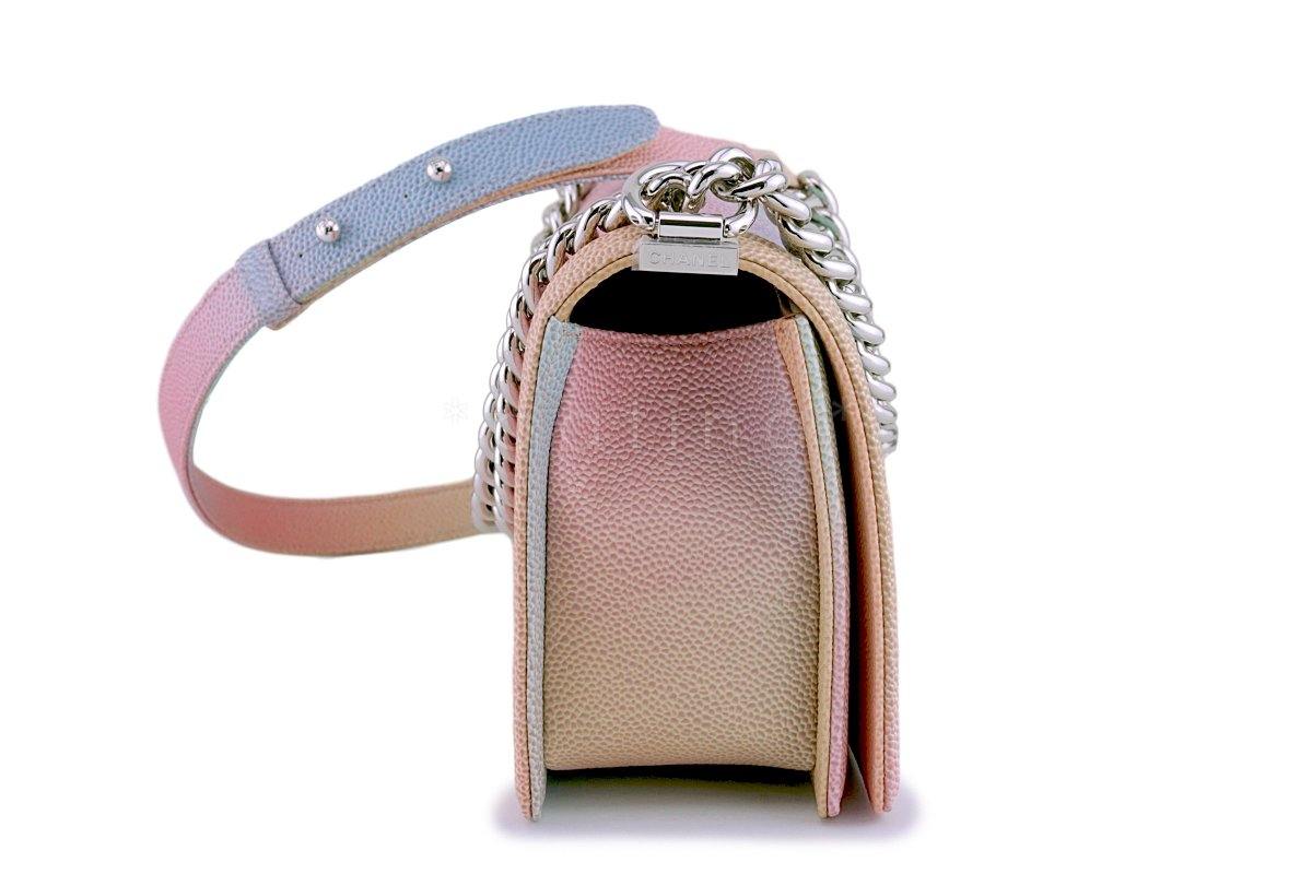 New 18P Chanel Multicolor Rainbow Caviar Medium Classic Boy Flap Bag - Image 4