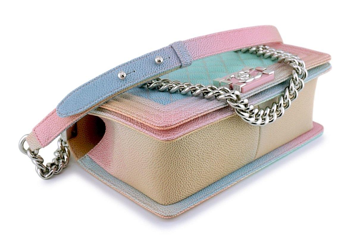 New 18P Chanel Multicolor Rainbow Caviar Medium Classic Boy Flap Bag - Image 7