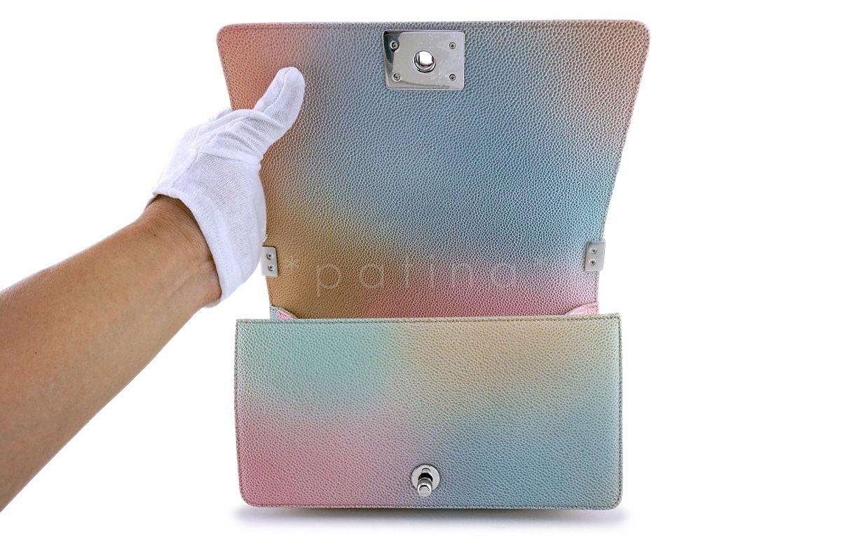 New 18P Chanel Multicolor Rainbow Caviar Medium Classic Boy Flap Bag - Image 9