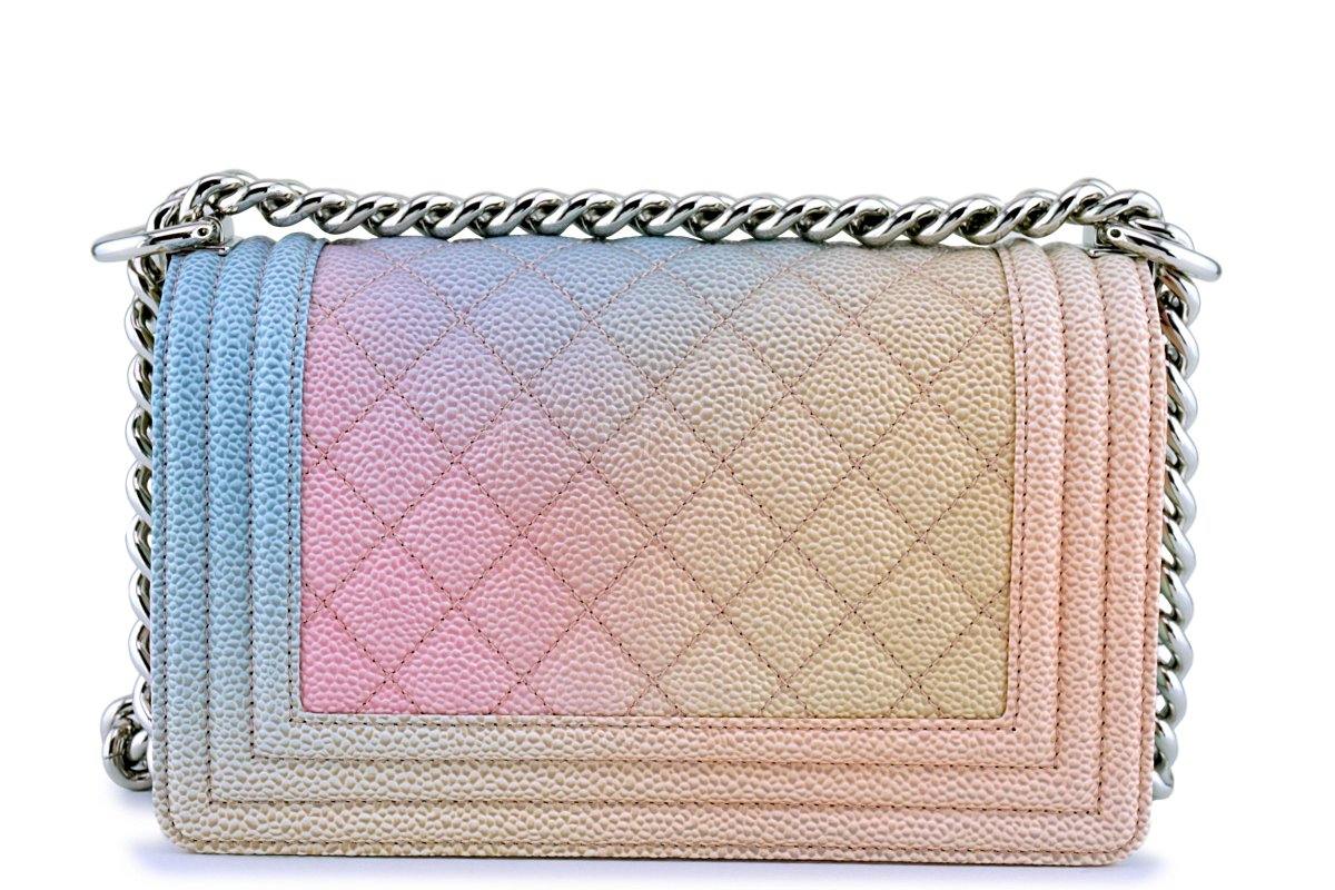 New 18P Chanel Pastel Rainbow Caviar Classic Boy Flap Bag - Image 5