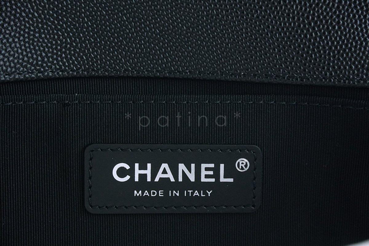 New 18S Chanel Black Caviar Chevron Small Boy Classic Flap Bag RHW - Image 12
