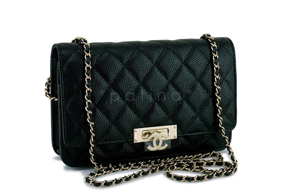 New 18S Chanel Black Rare Caviar Golden Class Classic Wallet on Chain WOC Flap Bag - Image 2