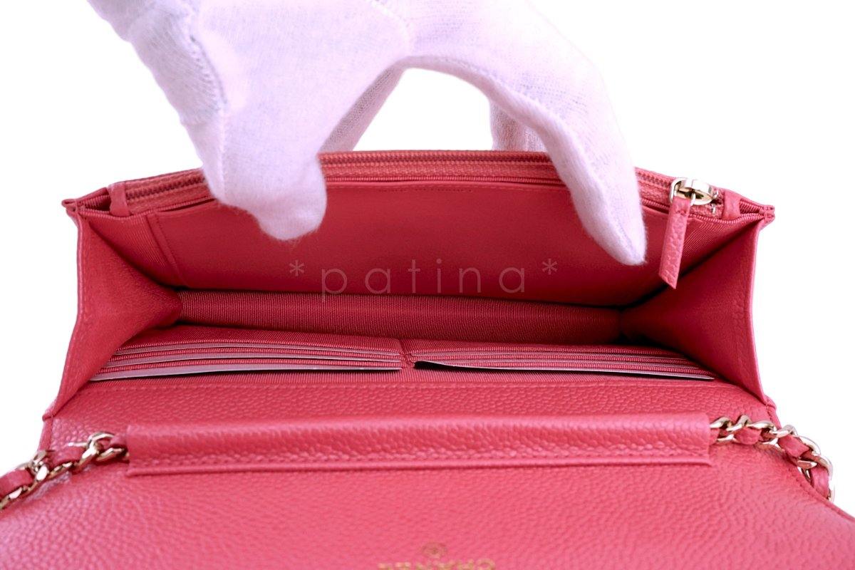 New 18S Chanel Pink Caviar Classic Quilted WOC Wallet on Chain Flap Bag GHW - Image 10